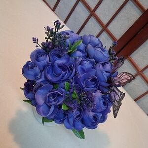 Elegant Purple Floral Arrangement Basket